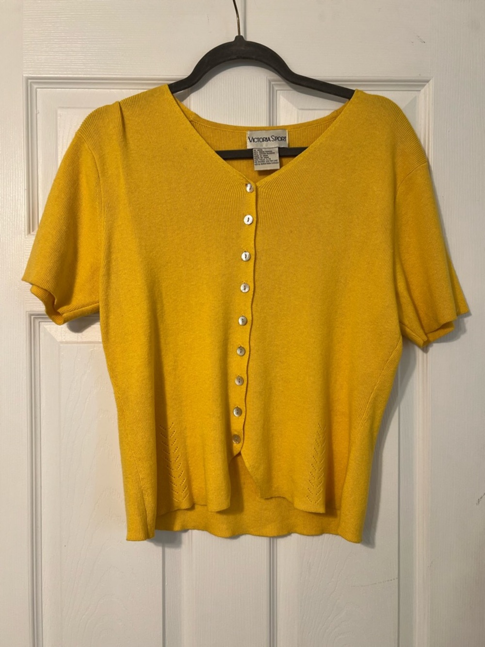 Victoria Sport Sunflower Yellow Short-Sleeve Button-Front Top